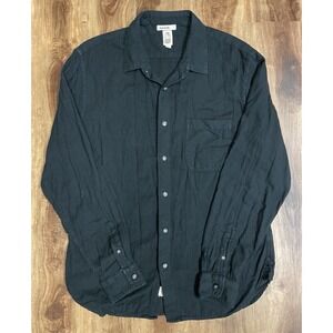 Hiroshi Kato Shirt Mens L Black The Ripper Double Gauze Long Sleeve Made In USA